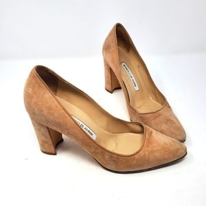 Manolo Blahnik Blush Suede Pumps